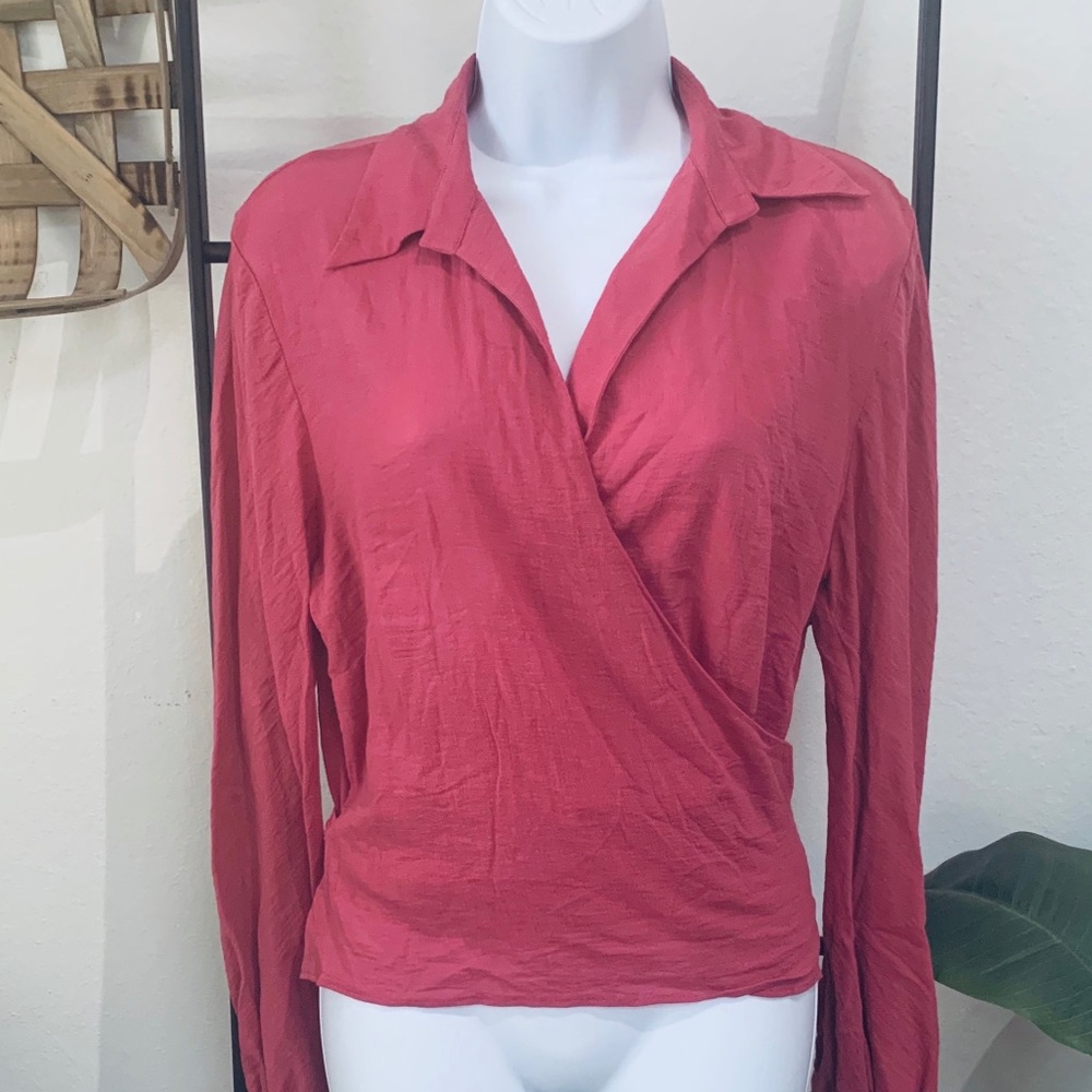 Banana Republic Rose Colored Wrap Blouse